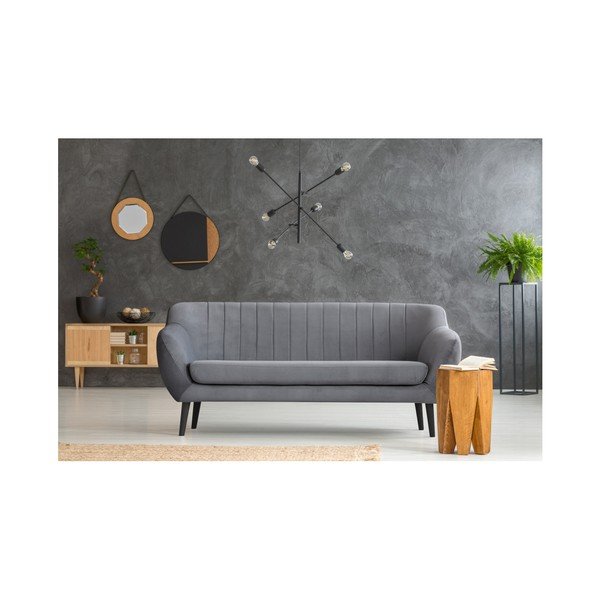 Šedá pohovka pro tři Mazzini Sofas Toscane, černé nohy-image-3