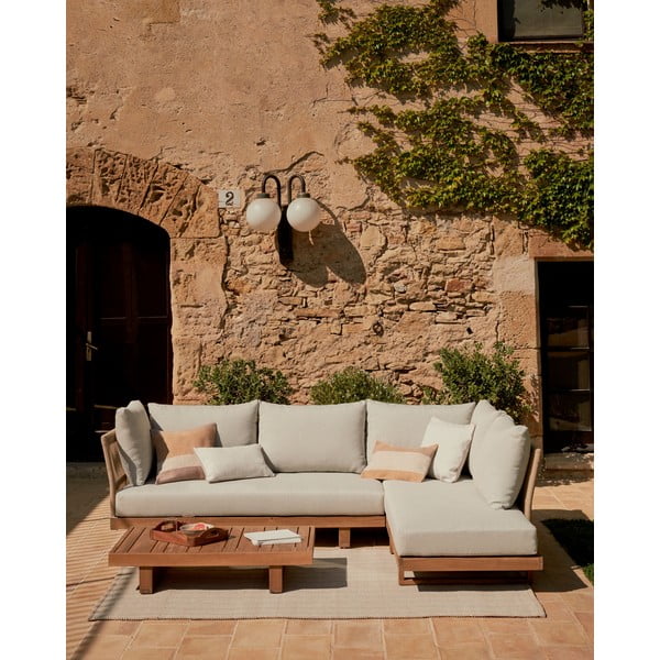 Zahradní lounge set z masivu akácie pro 5 v krémovo-přírodní barvě Raco – Kave Home-image-1