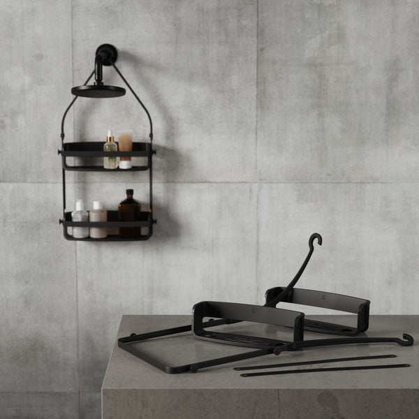 Černá závěsná plastová koupelnová polička Flex – Umbra-image-3