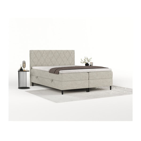 Šedobéžová boxspring postel s úložným prostorem 200x200 cm Gwen – Maison de Rêve-image-4