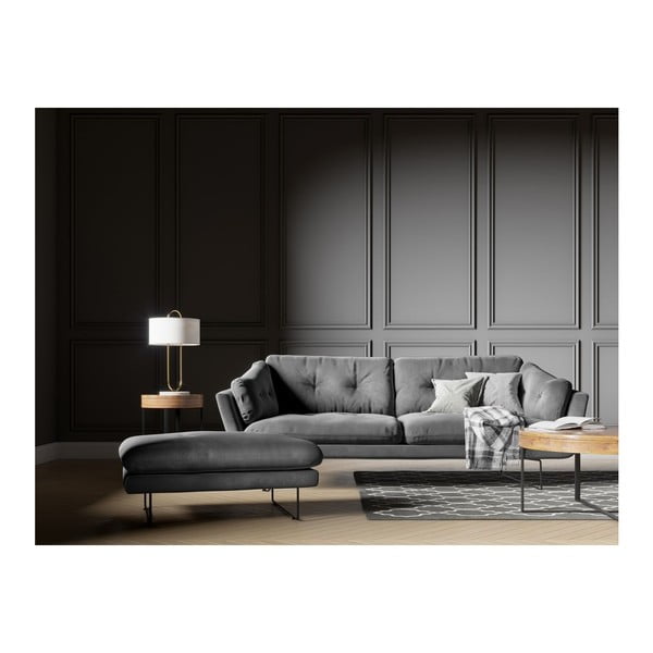 Šedý puf se sametovým potahem Windsor & Co Sofas Gravity-image-3
