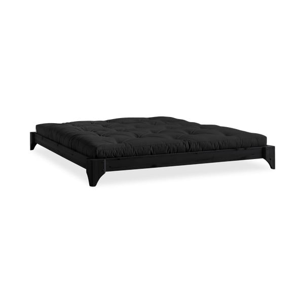 Dvoulůžková postel z borovicového dřeva s matrací Karup Design Elan Comfort Mat Black/Black, 160 x 200 cm
