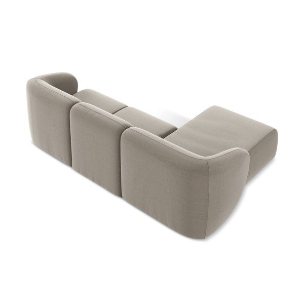 Světle hnědá sametová rohová pohovka (levý roh/s lenoškou) Lani – Makamii-image-3