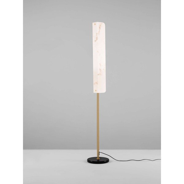 Krémová/v mosazné barvě LED stojací lampa v dekoru mramoru (výška 160 cm) Aider – Nova Luce-image-3