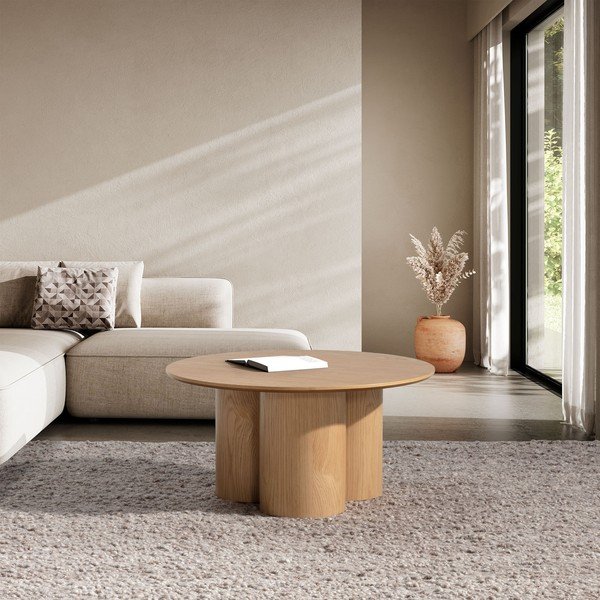 Kulatý konferenční stolek v dekoru dubu v přírodní barvě ø 80 cm Lua – MOME-image-1