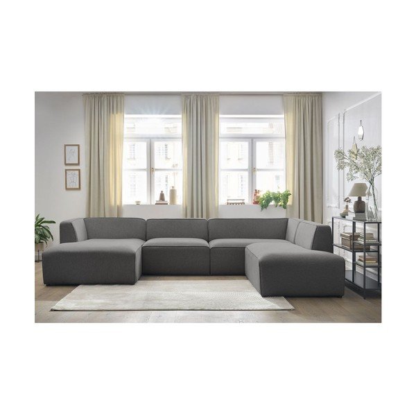 Tmavě šedá modulární rohová pohovka (pravý roh/do "U") Megeve – Bobochic Paris-image-1