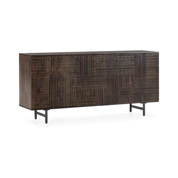 Tmavě hnědá komoda z mangového dřeva 160x75x40 cm Kalai – MOME-image-3