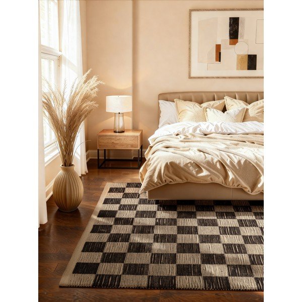 Černý/krémový ručně tkaný koberec s příměsí juty 200x300 cm Rex – Hanse Home-image-1