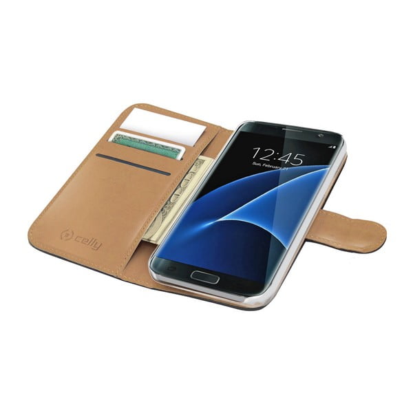 Černé peněženkové pouzdro Celly Wally pro Samsung Galaxy S7 Edge