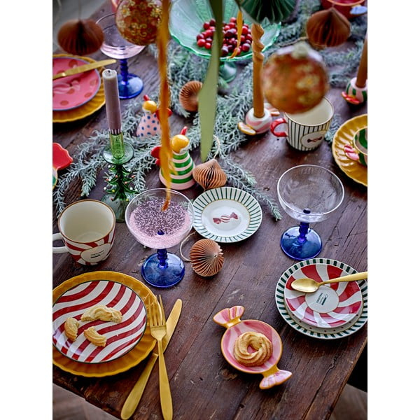 Červeno-krémové dezertní  talíře s vánočním motivem z kameniny v sadě 2 ks ø 12,5 cm Yule – Bloomingville-image-2