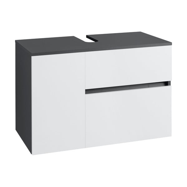 Bílo-antracitová závěsná skříňka pod umyvadlo 80x53 cm Wisla – Støraa-image-1