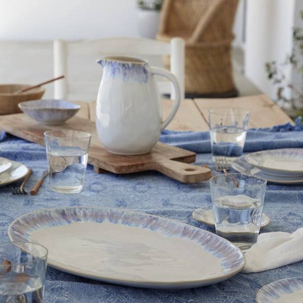 Bílo-modrý kameninový servírovací podnos Costa Nova Brisa, délka 41 cm-image-1