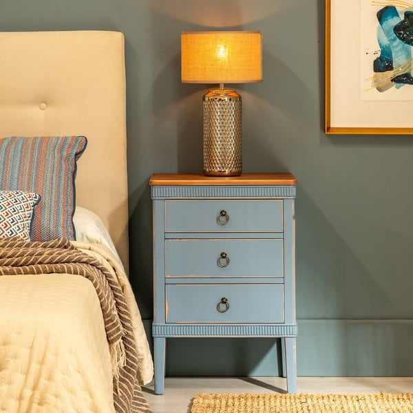 Modrý noční stolek Shabby – Ixia-image-2