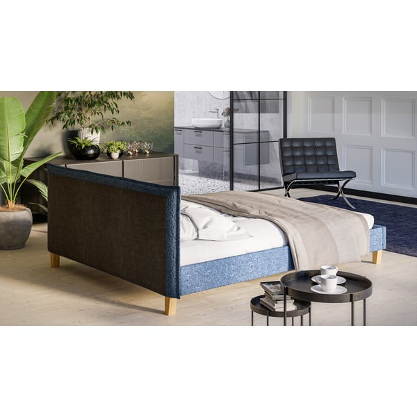 Modrá čalouněná dvoulůžková postel s roštem 160x200 cm Tina – Ropez-image-3