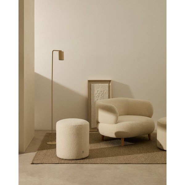 Krémový taburet z textilie bouclé Kaeli – Kave Home-image-1