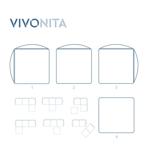 Modrá třímístná modulová pohovka s podnožkou Vivonita Velvet Cube-image-3