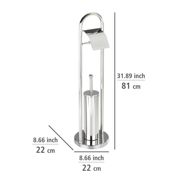 Toaletní kartáč s držákem na toaletní papír ve stříbrné barvě Wenko Vasto-image-3