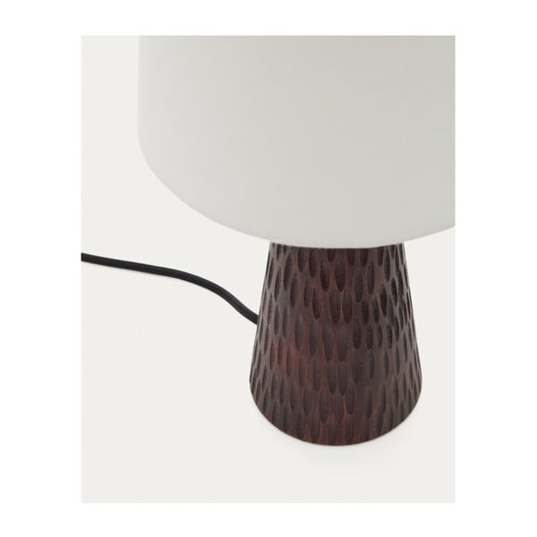 Bílá/tmavě hnědá stolní lampa s textilním stínidlem (výška 50 cm) Amire – Kave Home-image-4