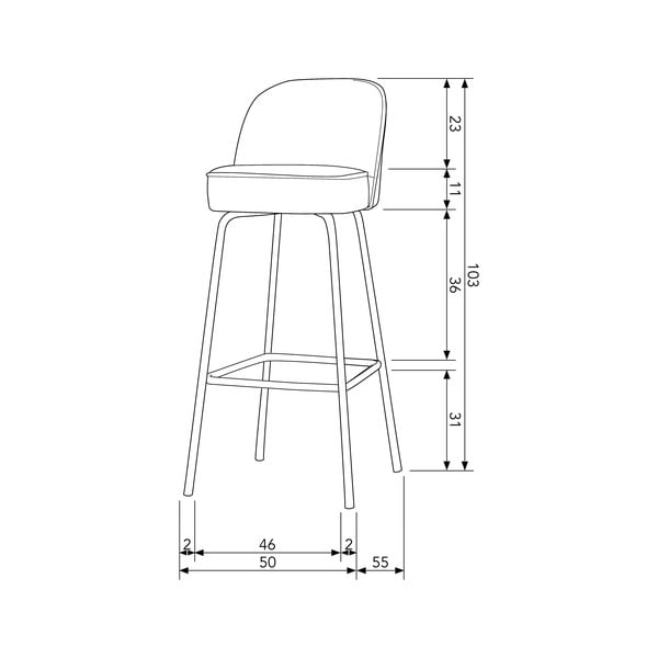 Světle modrá sametová barová židle (výška sedáku 79 cm) Vogue – WOOOD-image-2