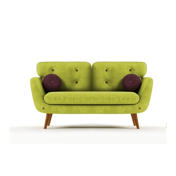 Sofa Alva pro dva, zelená/fialová
