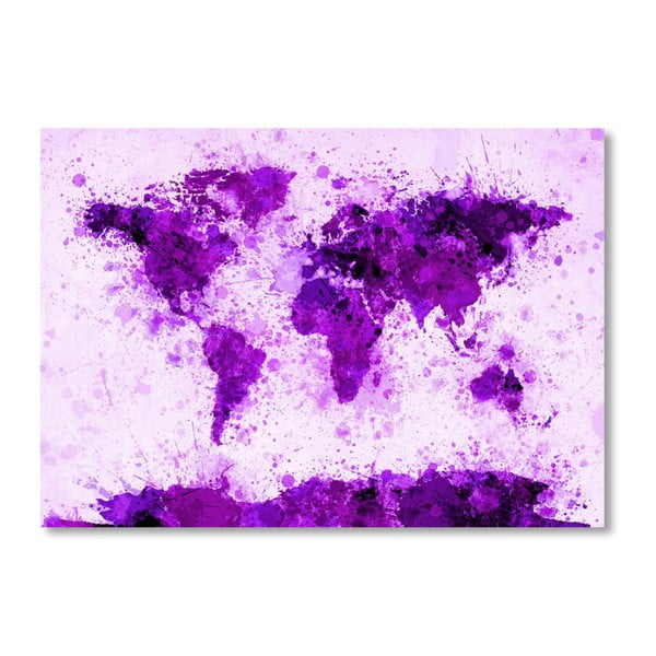 Plakát s fialovou mapou světa Americanflat Spot, 60 x 42 cm