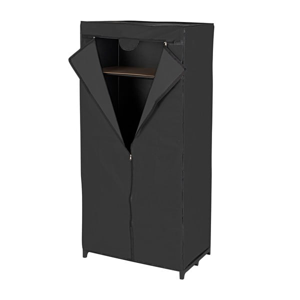Černá látková šatní skříň 75x160 cm Deep - Wenko-image-2