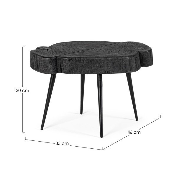 Černý konferenční stolek s deskou z akácie 35x46 cm Zakia – Bizzotto-image-4
