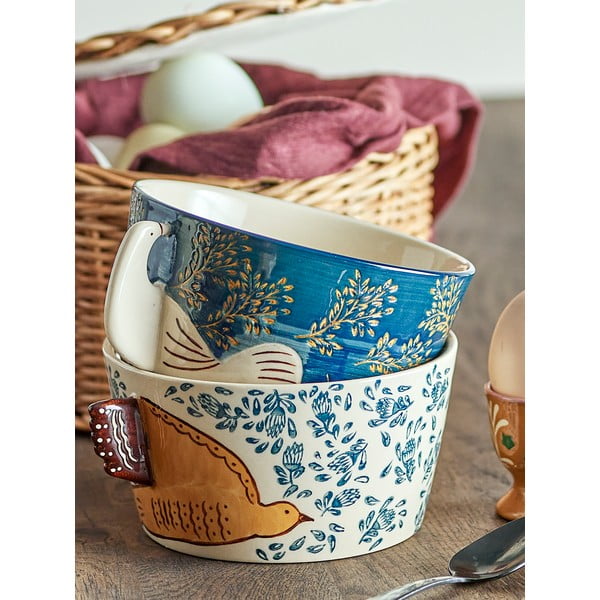 Bílo-modrá miska z kameniny 460 ml Hezha – Bloomingville-image-3