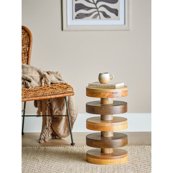 Kulatý odkládací stolek z mangového dřeva ø 25 cm Franka – Bloomingville-image-1