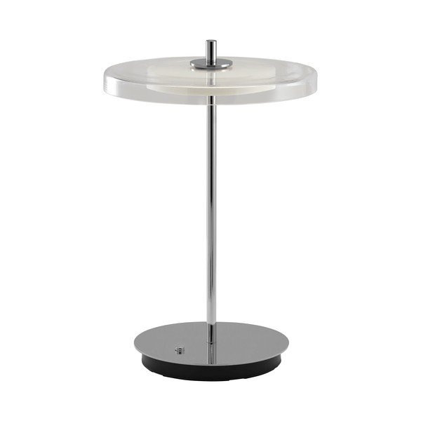 Ocelová LED stolní lampa s USB portem ve stříbrné barvě se skleněným stínidlem (výška 31 cm) Asteria Move – UMAGE-image-3
