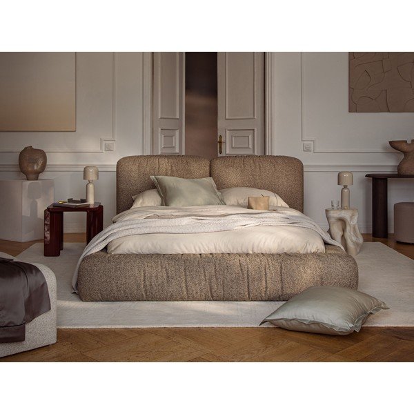 Čalouněná dvoulůžková postel s úložným prostorem s roštem 200x200 cm v petrolejové barvě Martina – Micadoni -image-1