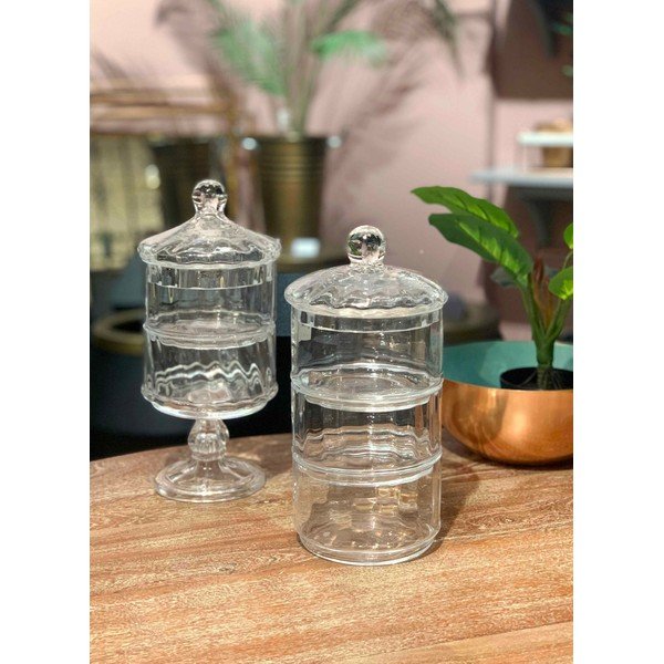 Skleněná dóza na stopce Mia Camaya, výška 29 cm-image-1