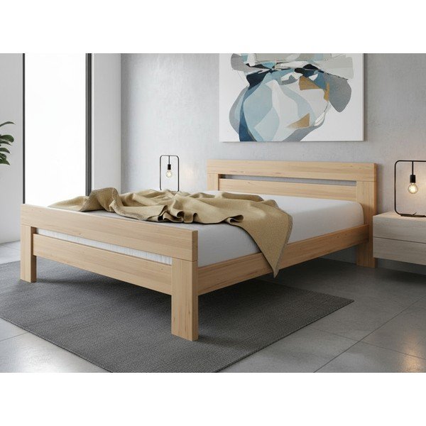 Dvoulůžková postel z bukového dřeva s roštem 180x200 cm v přírodní barvě Fiorentino – B.E.S.-image-1