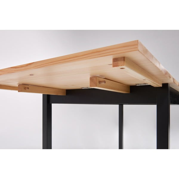 Borovicový rozkládací jídelní stůl s černou konstrukcí Bonami Essentials Brisbane, 120 (200) x 70 cm-image-4