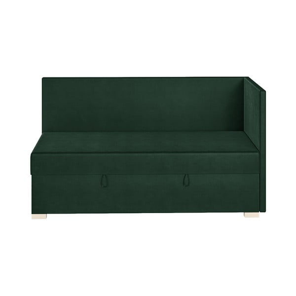 Tmavě zelená rohová dětská postel s úložným prostorem s matrací 90x200 cm Flexi – Ghado