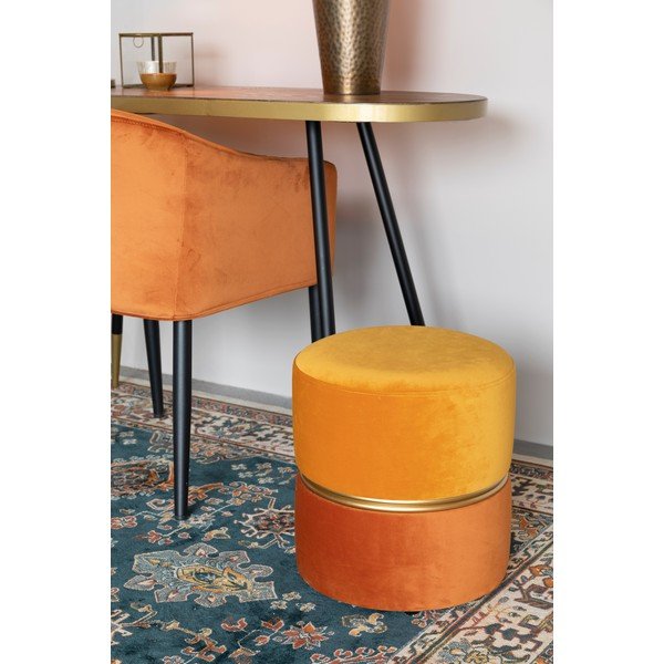 Oranžový sametový taburet Bubbly – White Label-image-1