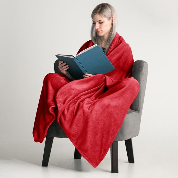 Červená deka z mikrovlákna DecoKing Mic, 160 x 210 cm-image-1