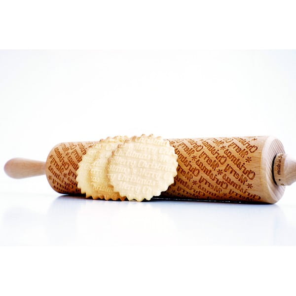 Dřevěný vánoční embosovaný váleček na těsto Valek Merry Christmass-image-3