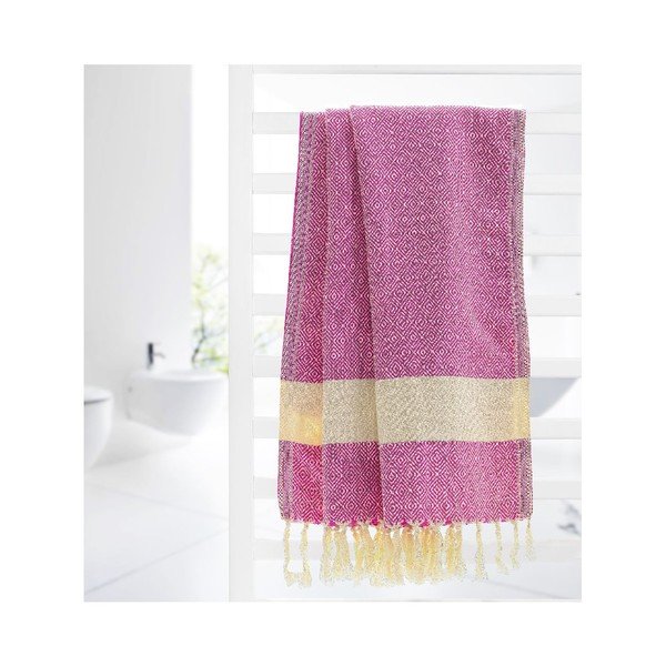 Hamam osuška Diamonds Fuchsia, 100x180 cm-image-2