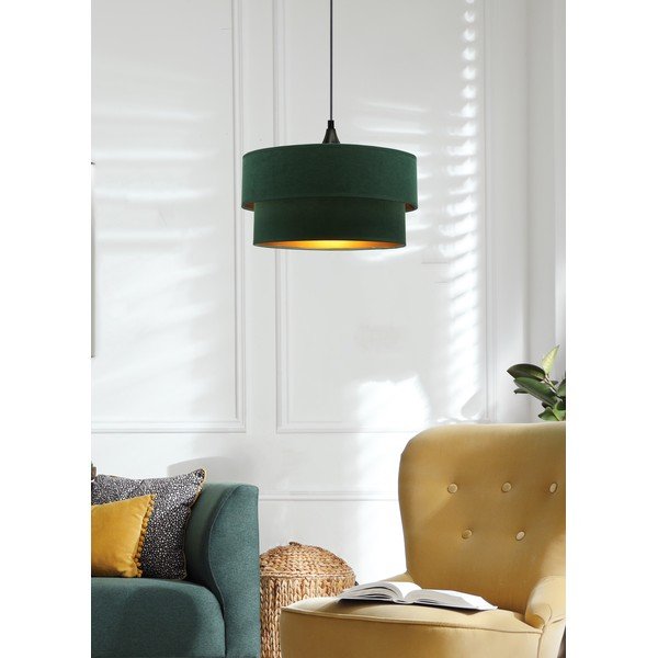 Závěsné svítidlo v petrolejové barvě s textilním stínidlem ø 35 cm Scopello – Candellux Lighting-image-1