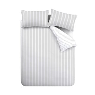 Šedé bavlněné prodloužené povlečení na dvoulůžko 230x220 cm Ashford Stripe – Bianca