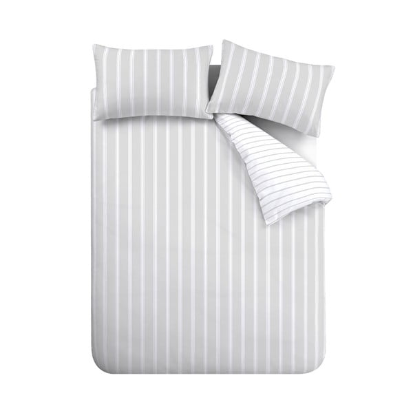 Šedé bavlněné povlečení na jednolůžko 135x200 cm Ashford Stripe – Bianca
