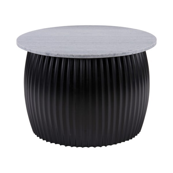 Černý kulatý konferenční stolek s deskou v dekoru mramoru ø 52 cm  Luscious  – Leitmotiv