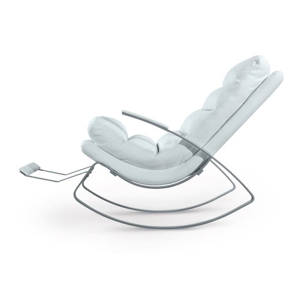 Bílé koženkové houpací křeslo Garageeight Rockport-image-2