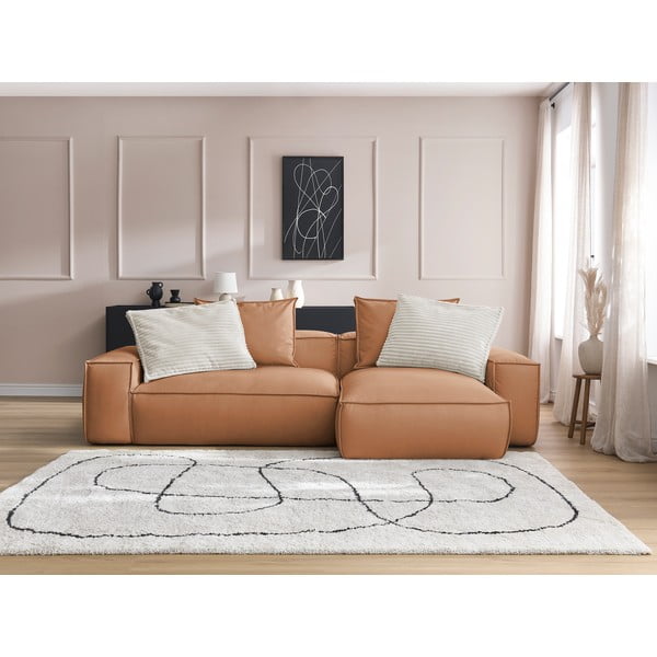 Hnědá rohová pohovka z imitace kůže (variabilní roh) Boheme – Bobochic Paris-image-1