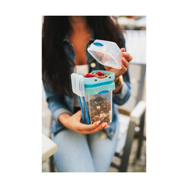 Modrá krabička na svačinu a oběd s příborem, Vialli Design, 650ml+230m-image-1