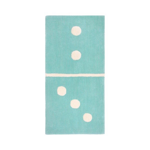 Dětský ručně vyrobený modrý vlněný koberec Nattiot Domino, 60 x 120 cm