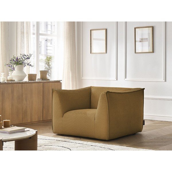 Manšestrové křeslo v hořčicové barvě Giorgia – Bobochic Paris-image-1