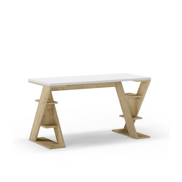 Pracovní stůl s bílou deskou 60x137 cm Butterfly – Marckeric-image-2