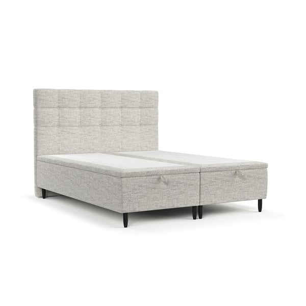 Světle šedá čalouněná dvoulůžková postel s úložným prostorem 160x200 cm Senses – Maison de Rêve